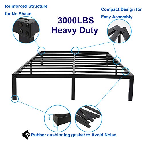 zizin King Bed Frame with Storage Heavy Duty Platform Frames/14 Inch