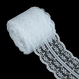 vLoveLife 2 Rolls (10 yards/ Each) Lace Roll White Lace Ribbon Vintage Floral Lace Trimming Bridal Wedding Lace for Decoration Crafts