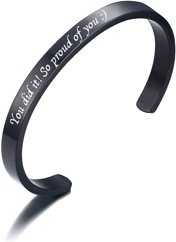 XUANPAI 6MM Free Custom Engraving Initial Name Date Stainless Steel Cuff Bangle Bracelet for Women Men