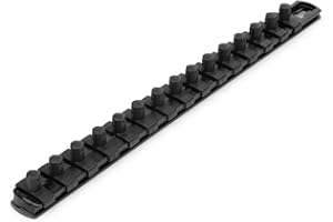 TEKTON 3/8 Inch Drive x 13 Inch Socket Rail, 15 Clips (Black) | OSR12215 | Made in USA