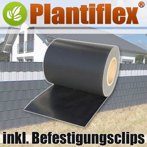 Plantiflex Sichtschutz Rolle 35m Blickdicht PVC Zaunfolie Windschutz für Doppelstabmatten Zaun (Anthrazit) – Bild 3