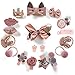 Baby Girls Hair Accessories Clips Ties Fully Covered Bows with Hanger Set, babies barettes for Infant and Toddlers fine hair 18pcs (Korea Pink)
