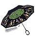 Double Layer Wind Proof,UV Proof Reverse Folding Inverted Umbrella Travel Umbrella with C Shape Handle and Carrying Bag-Travel