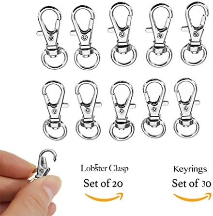 Snap Hook - 50 pieces keychain ring set bulk - Metal Swivel Clasps -lanyard hooks [d ring clip]