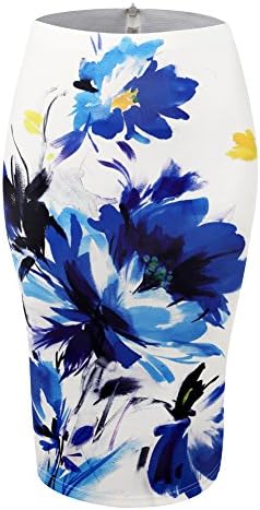 Stormmall Women Print Midi Pencil Skirt For Office Wear (XL, 92)