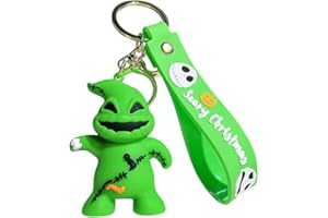 feimeng jewelry Jack and Sally Keychain Cartoon Character Wristlet Key Chain Ring Keys Holder Scary Christmas Gift For Fans