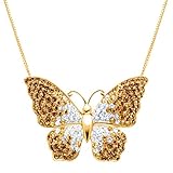Crystaluxe Butterfly Pendant Necklace with Swarovski Crystals in 18K Gold-Plated Sterling Silver 18