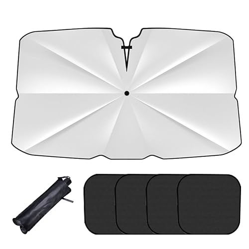 Car Front Window Sunshade with 4 Pcs Side Window Sunshades, Car Windshield Sunshade Umbrella, Foldable Vehicle Windscreen Sun Shade Vehicle Windscreen CoverIceten Blocks UV Ray 140x80 cm