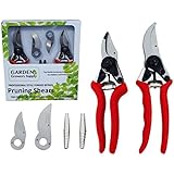 GGS- PROFESSIONAL GARDEN PRUNER GIFT SET - Two Specialty Trimmers, One Large All Purpose and One Small Hand Shear, Replacement Blades and Springs.
