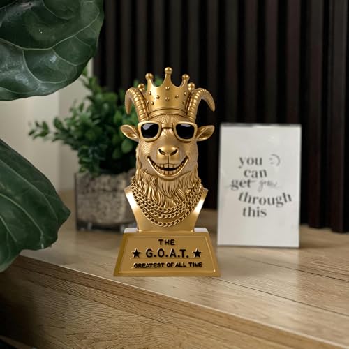 Goat Trophy Winner Award - Handmade 6 Inch Funny Greatest of All Time Trophy for Fantasy Football Champion, Office MVP, Employee Recognition, Boss & Coworker,Winner & Gag Gifts for Men, Friends