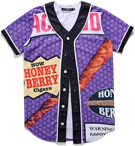 HOP FASHION Youth Unisex Boy Girl Baseball Jersey Short Sleeve 3D Honey Berry Cigars Print Dance Team Uniform Tops Shirt HOPM007-16-S