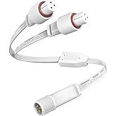 Y-Splitter Extension Cable for Govee Permanent Outdoor Lights Pro,IP68 Waterproof Extension Cord Compatible with Govee Y Splitter H705A H705B H705C H706A H706B H706C(1 Male to 2 Female)-White