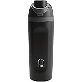 The HomeFlow Co.'s 20oz Stainless Steel Water Bottle with Straw | Double Walled & Vacuum Insulated | BPA-Free, Lightweight, Leak Proof Locking Lid for Travel & Sports (Black & Grey)
