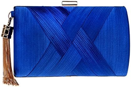 Womens Clutch Purse Ladies Prom Party Bridal Wedding Bags Designer Satin Evening Bags Handbag (3Blue)