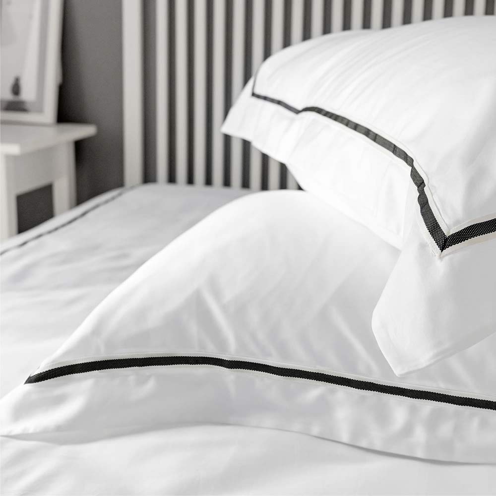 Harmony - Egyptian Cotton 300 Thread Count Pillowcase Oxford, 50x75+5 cm, Luxury Bedding Made in Portugal, White, Set of 2