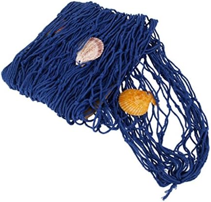 Arpoador Home Art Decoration Marine Fishnet and Shell Wall Decoration (blue, with shells)