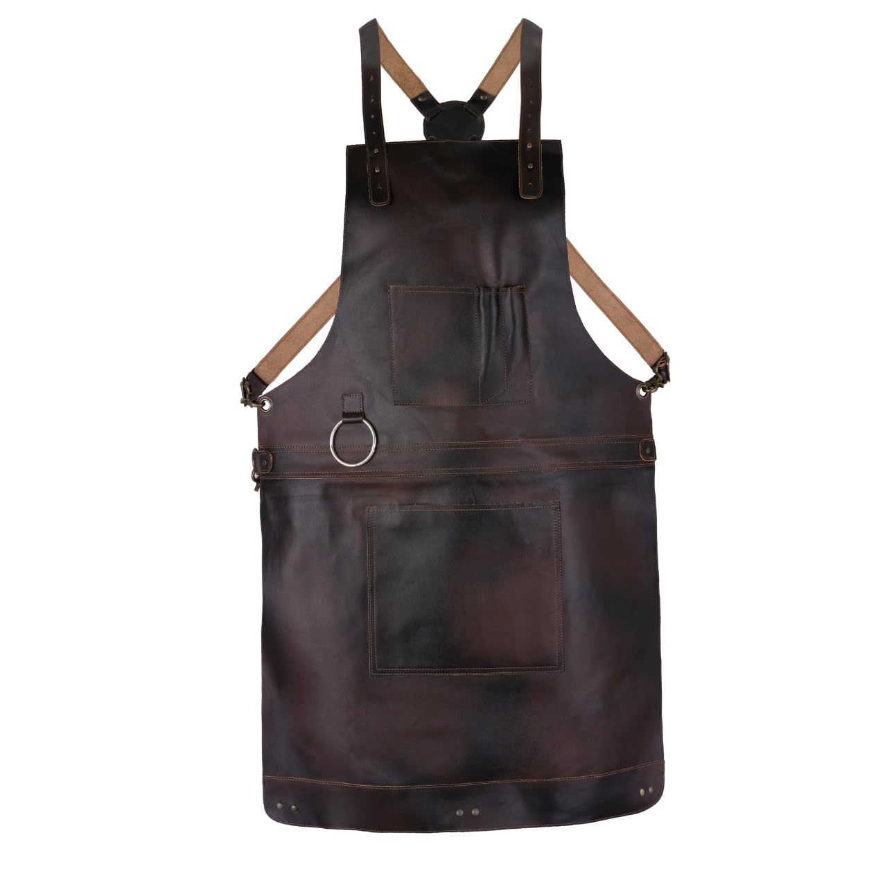 Leathershire Dark Brown Full Grain Leather Apron Butcher -Cook -BBQ -Cooking - Wood work - Cheff - BBq Grill Gift (Dark Brown 1)