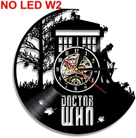 ACHZX Doctor Who LED Silhouette Backlight Modern Light Vinyl Clock Color Change Decor Art Lamp Remote Control Record Night Light-A