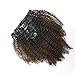 Lacer Ombre Remy Clip in Human Hair Extensions Afro Kinky Curly Clip 4B 4C Real Remy Natural Black Hair Extension Clip in Human Hair Two Tone T#1B/4 Dark Brown Color Full Head 18 Inch