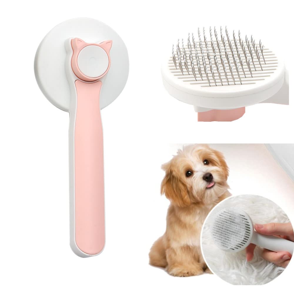 Dlmlemu Pet Grooming Brush, Pet Hair Removal Comb, Dog Brush Cat Brush for shedding and grooming, Supple Stainless Steel Bristles Quick Removes Loose Undercoat, Suitable for Most Cats Dogs Furry Pets