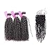 Original Queen 100% Brazilian Unprocessed Virgin Kinky Curly Human Hair Weave 3 Bundles With Closure Deep Curly Hair Extensions Mixed Length 12 14 16inches With 12inches Free Part Closure