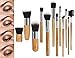 Makeup Brush Set Suntop12 Pcs Professional Bamboo Handle Premium Synthetic Cosmetics Face Eye Shadow Eyeliner Foundation Blush Lip Powder Liquid Cream Brush Handmade Makeup Brushes Kit（Black Case Bag）