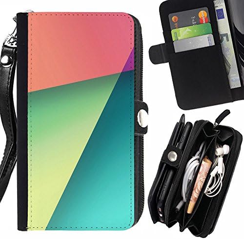 Peach Tech Flip PU Leather Wallet Pouch Protective Skin Case Cover Credit Card Slots for LG K4 LTE / LG Spree K120 / Optimus Zone 3 / VS425 / Lollipop Background Android Blue Pattern