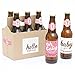 Hello Little One - Pink and Gold - Girl Baby Shower Decorations for Women and Men - 6 Beer Bottle Label Stickers and 1 Carrier
