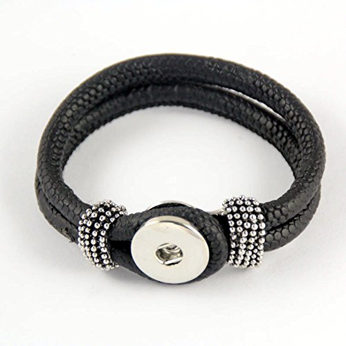 Simple Ever 22cm Multicolors Artificial Leather Bracelets Fit for 5.5mm 18mm Snap Button Charms Pack of 6