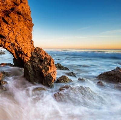 Wieco Art El Matador Beach Large Contemporary Stretched and Framed Red Giclee Canvas Prints Wall Art Pictures Ready to Hang for Bedroom Kitchen Living Room Home Office Decorations Wall Decor