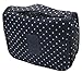 Itraveller Portable Hanging Toiletry Bag/ Portable Travel Organizer Cosmetic Bag for Women Makeup or Men Shaving Kit with Hanging Hook for vacation (Navy Circle)