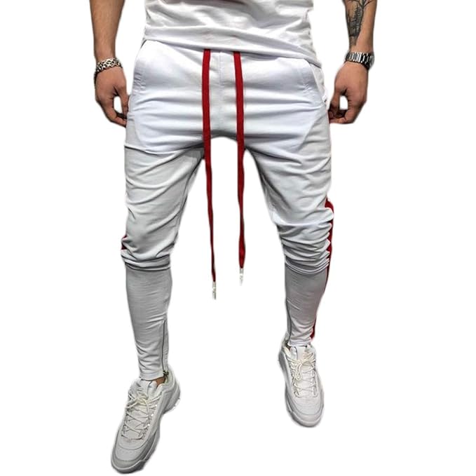 Shawnlen Männer Casual Slim Fit Elastische Kordelzug Lange Trackpants Jogger Hose Jogginghose Trainingshose mit Taschen