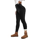 Flamingals High Waisted Fleece Lined Leggings for Women - Warm Winter Yoga Pants with Pockets