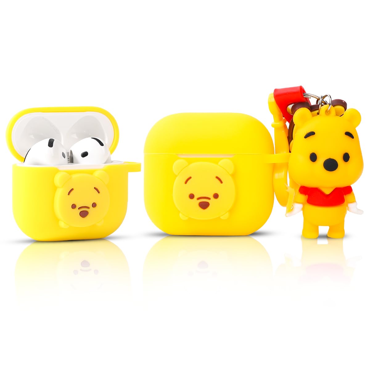 Silicone Case for AirPods 4 Earbuds (2024), XMBYGY Charging Shockproof Protective Headphones Cover with Cartoon Doll Anti-Lost Lanyard for Man Woman Teen (Win)