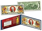 Chinese Zodiac YEAR OF THE HORSE Colorized $2 Bill US Legal Tender Lucky Money by Merrick Mint