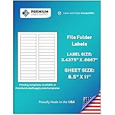 Premium Label Supply White File Folder Labels – 3.4375" x .667" – Laser/Inkjet Compatible – (30 per Sheet) 25 Sheets – 750 Total Adhesive Labels