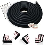 Mom's Besty Extra Dense Child Safety Protectors & Furniture Bumpers Set – 16.2 Ft. Total Coverage (15 Ft. Edge & 4 Taped Corner Guards) - Ebony Black - Free Home Baby Proofing Checklist