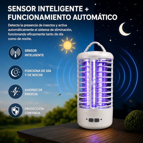ZALEZ - Lampara Antimosquitos Interior y Exterior - Mata Mosquitos Electrico UV de 4200 V y 18 W - Anti Moscas y Todo Tipo de Insectos Voladores de Gran Alcance.
