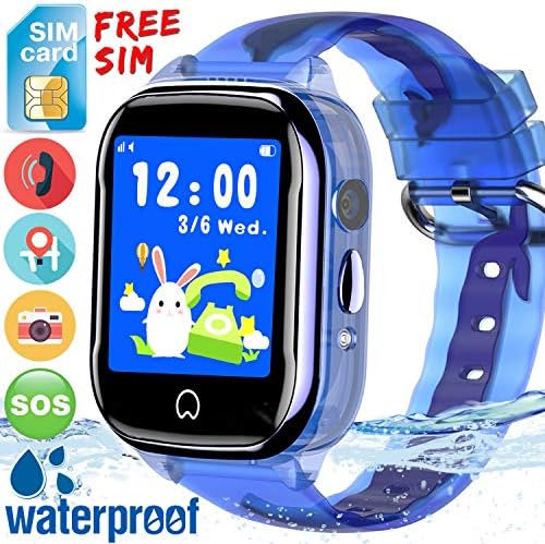 [SIM Card Included] Kids Smart Watch Phone IP67 Waterproof GPS Tracker for Boys Girls with 1.5" Touch Screen SOS Two-Way Call Voice Chat Games Camera Alarm Clock Learning Toy Holiday Birthday Gift