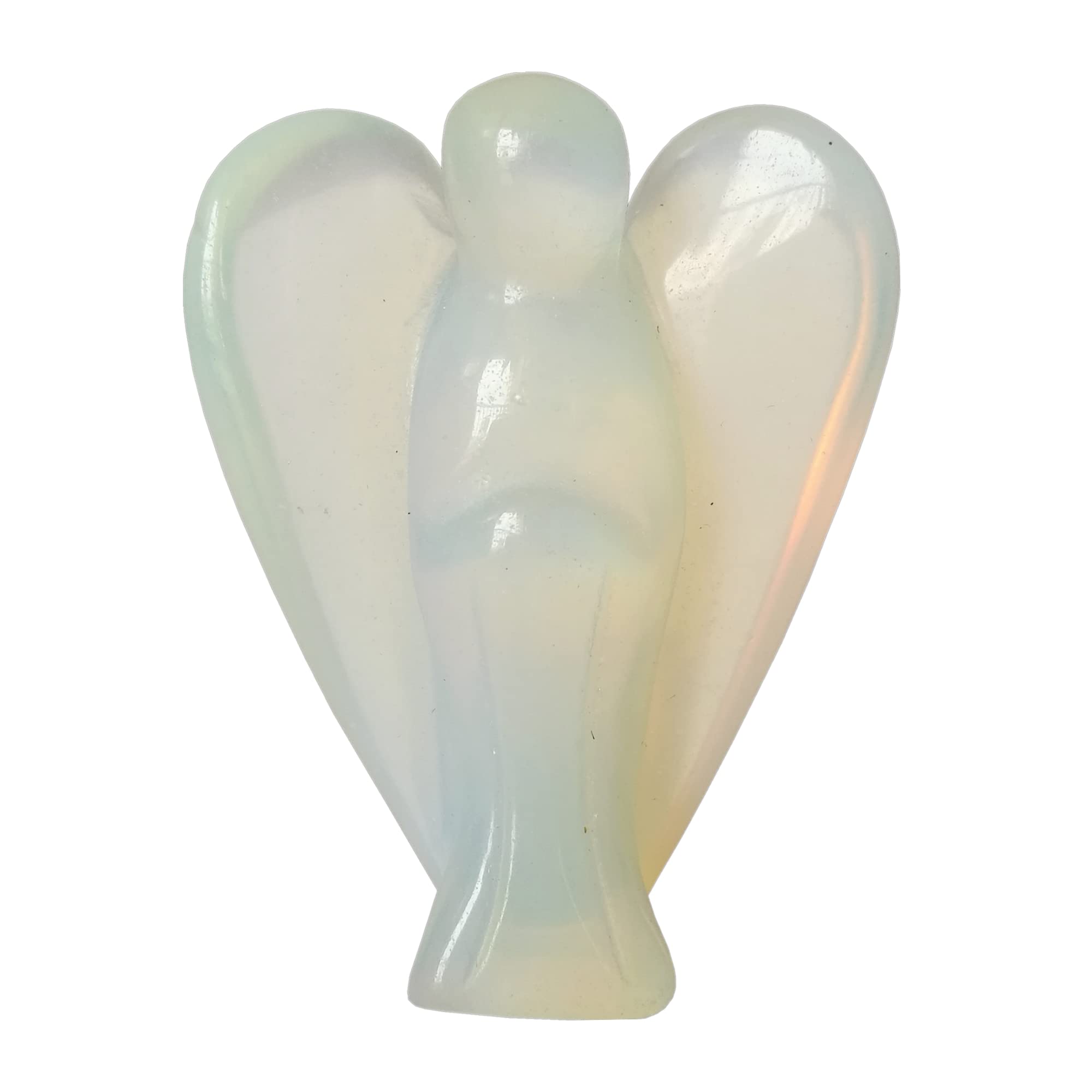 Manekieko Natural Green Aventurine Healing Crystal Prayer Guardian Angel Statue,48mm Carving Pocket Palm Stone Figurines Decoration