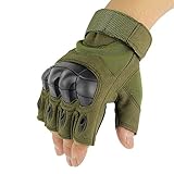 1 Pair Sports Gloves, ADiPROD Hard knuckle Half Finger/Fingerless Shooting Army Police Airsoft Gear (Army Green, Medium)