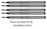 5 pack - Monteverde Rollerball Refill to Fit Montblanc Capped Rollerball Pens, (Bulk Packed) (Medium, Black)
