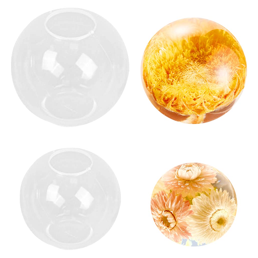 iSuperb Resin Ball Molds Silicone Mold Round Casting Molds Sphere Mold for Epoxy 3D Crystal Moulds DIY Jewelry Craft, Resin Crafts, Handmade Crystal Pendant(8.3cm/10.3cm Ball molds)
