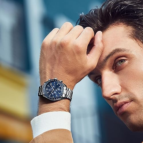 BENYAR by Men's Watch Chronograph Analogue Quartz Waterproof Date Large Dial Classic Fashion Business Watches Elegant Bracelet for Men
