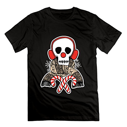 Men's Stay Warm Holiday Skull Short-Sleeve T-shirt Black