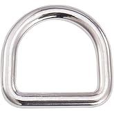COOHC Welded Metal D Rings 1 Inch Sturdy Heavy Duty Solid Steel Seamless Molded Sewing D Shape Ring (Silver 10Pcs)