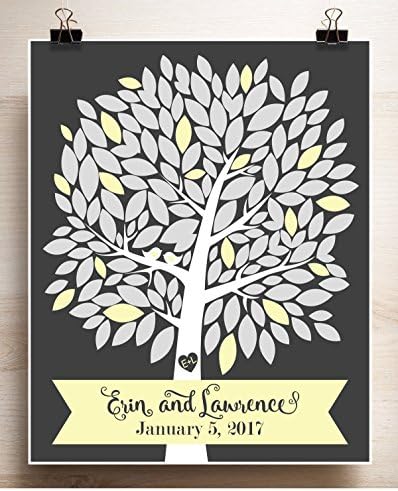 Wedding Tree guest book alternative print for signatures with custom colors 24x30 for 150 guests