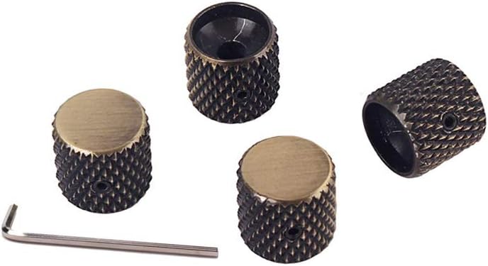 Alnicov Electric Guitar Control Knobs,Volume Tone Control Dome Knobs,with Wrench,for Guitar Bass Parts,Bronze Metal