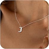 MFRYK Bubble Letter Necklace Silver For Women,Sterling Silver Plated Balloon Initial Bubble Letter Pendant Necklace,Dainty Charm Chunky Initial Necklaces For Women,Custom Name Necklace Jewelry Gift