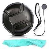 Front Center Pinch Lens Cap Cover Protector + Cap Keeper + Cleaning Cloth for Sony Sonnar T FE 35mm F2.8 ZA Full-frame E-mount Prime Lens